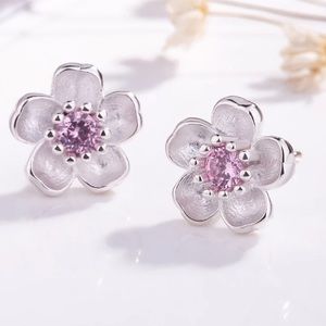 Sterling Silver 925 Flower Stud Earrings